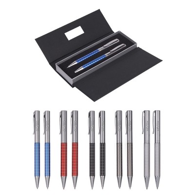Union Printed - Executive Heavy Metal Barrel Pen & Pencil Set