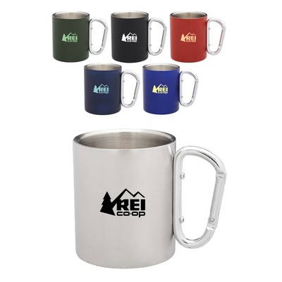 Union Printed - 10 oz. Carabiner Handle Stainless Steel Mugs